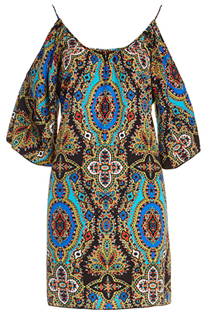 Exotic Print Cold Shoulder Dress