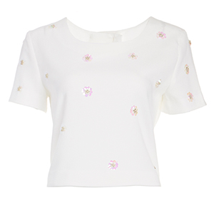 JOA Sequin Floral Crop Top