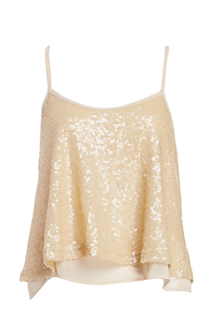 J.O.A. Sequin Spaghetti Strap Crop Top