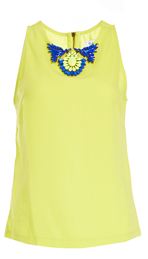 Glamorous Jewel Embellished Shell Top in Neon yellow | DAILYLOOK