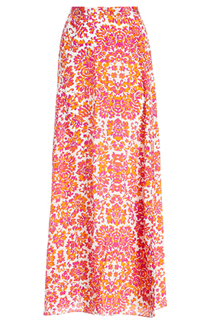 Floral Print Silk Skirt
