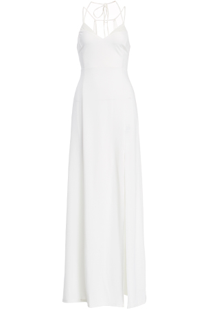 June & Hudson Mesh Inset Halter Maxi Dress in Ivory | DAILYLOOK