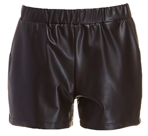 Lily White Elastic Vegan Leather Shorts