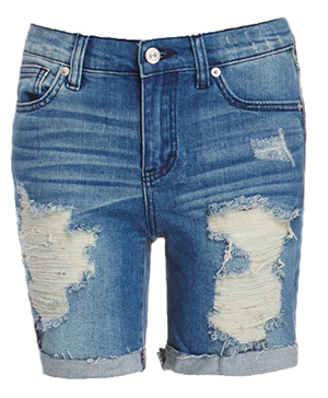 Distressed Bermuda Jean Shorts in Blue | DAILYLOOK