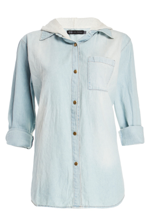 JET by John Eshaya Chambray Hood Lace Shirt