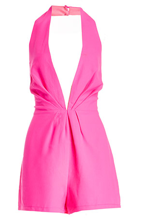 DAILYLOOK Vibrant Halter Top Romper in Hot Pink | DAILYLOOK