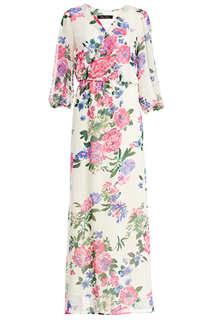 Open V-Front Floral Dress