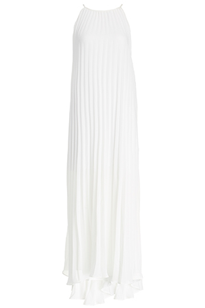 Line & Dot Pleated Maxi Dress