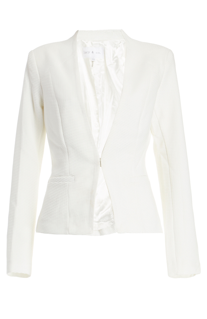 Lucy Paris Classic Textured Blazer in Ivory | DAILYLOOK