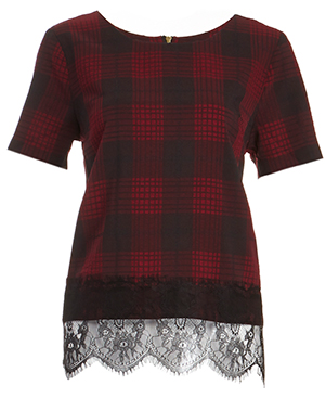 J.O.A. Cross Back Drape Lace Top