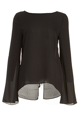 Blaque Label Long Sleeve Open Back Strap Blouse in Black | DAILYLOOK