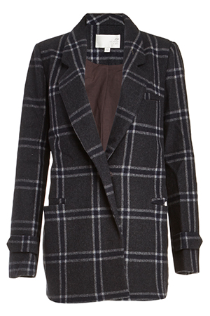 J.O.A. Classic Plaid Collar Coat