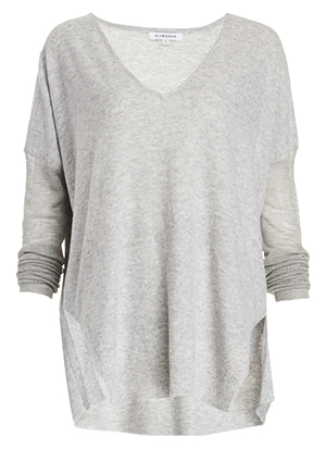 Glamorous V-Neck Long Sleeve Knit Top in Gray | DAILYLOOK