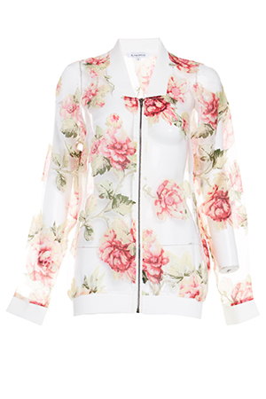 Glamorous Rose Organza Bomber Jacket in Cream | DAILYLOOK
