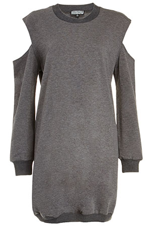 Lucca Couture Shoulder Cut Sweater Dress in Grey | DAILYLOOK