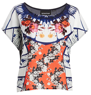 MINKPINK Floral Blue Bay Fire Tee