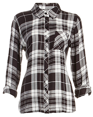 Rails Hunter Button Down Plaid Shirt in Black/White | DAILYLOOK