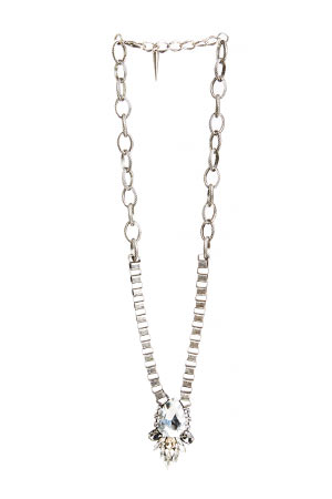 J.O.A. Double Chain Drop Stone Necklace