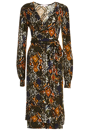 DAILYLOOK Printed Jersey Knit Wrap Dress in Floral Multi | DAILYLOOK