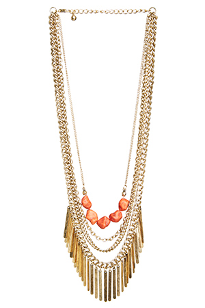 DAILYLOOK Stone and Fringe Necklace