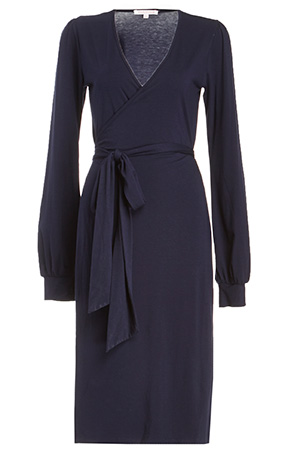 Cultivated Modal Wrap Dress in Navy | DAILYLOOK