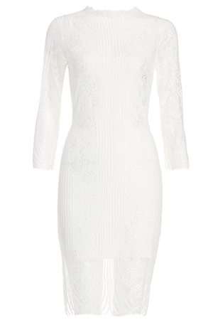 For Love & Lemons Rosette Lace Dress in White | DAILYLOOK