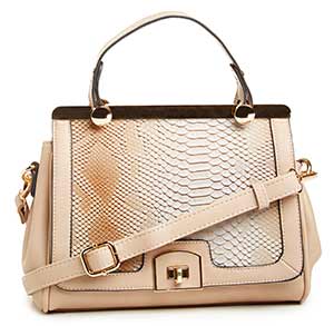 Marcy Roads Crocodile Embossed Satchel in Taupe | DAILYLOOK