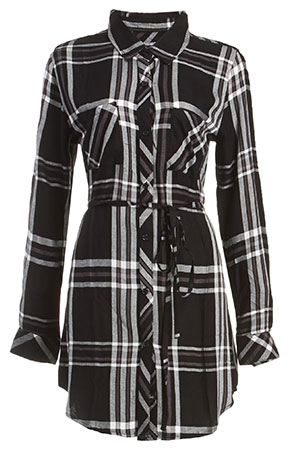 Rails Nadine Button Down Plaid Tunic in Black/White | DAILYLOOK