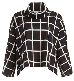 J.O.A. Grid Patterned Knit Poncho