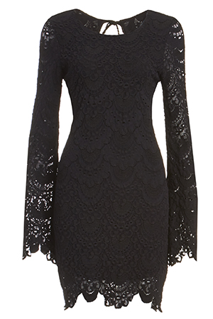 Nightcap Tie Back Priscilla Lace Dress in Black | DAILYLOOK