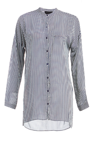 J. Franco Striped Button Down in White/Navy | DAILYLOOK
