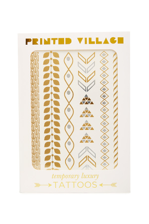 Printed Village Leaves Arrow Flash Tattoos