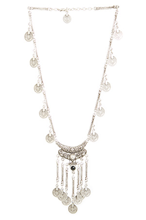 Chanour Coin Neck Fringe Necklace