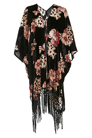 Glamorous Floral Velvet Devore Kimono