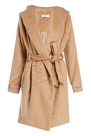 Glamorous Hooded Faux Fur Coat in Camel | DAILYLOOK