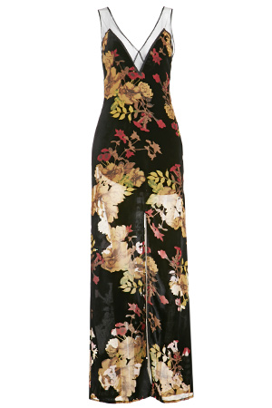 For Love & Lemons Dusty Rose Velvet Maxi Dress