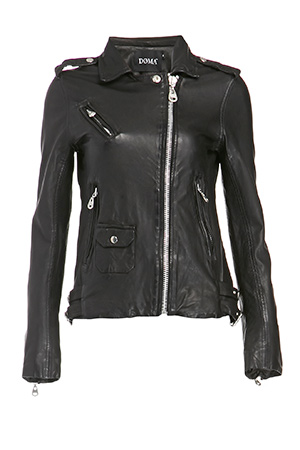 DOMA Multi Coin Pockets Leather Moto Jacket