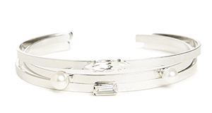 J.O.A Crystal Gem & Pearl Cuff Bracelet