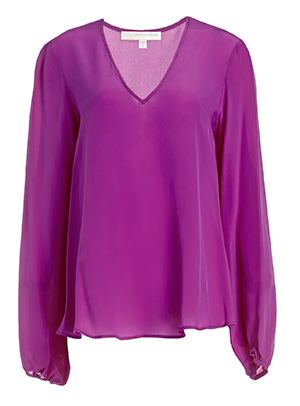 Lavender Brown Silk Long Sleeve Blouse