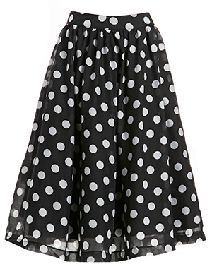 J.O.A Polka Dot Full Skirt in Black/White | DAILYLOOK