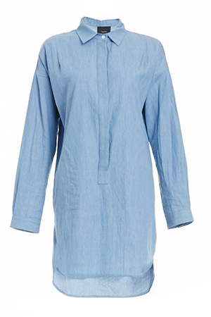 Farrah Cotton Chambray Shirt Dress