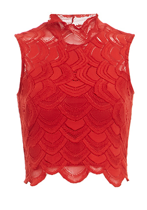 Nightcap Victorian Lace Open Back Crop Top in Red | DAILYLOOK