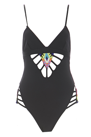 Mara Hoffman Beaded Lattice Maillot