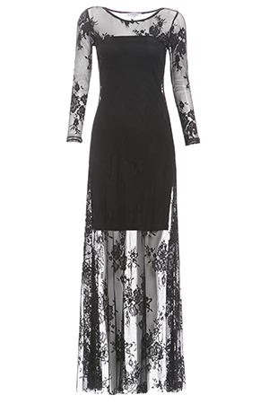 Glamorous Floral Sheer Lace Maxi Dress