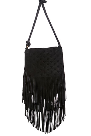 Winona Faux Suede Fringe Crossbody Bag