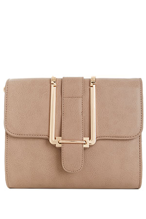 Janine Vegan Leather Metal Flap Crossbody Purse