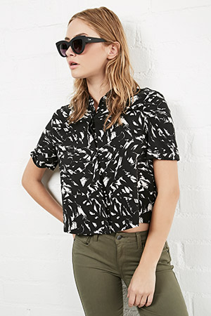 Short Sleeve Printed Button Down Shirt