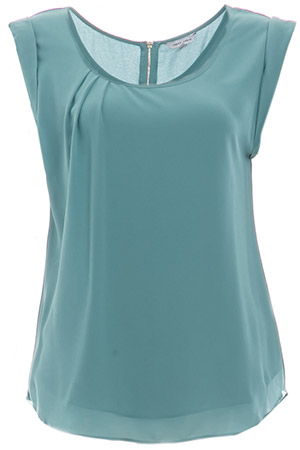 Rowley Layered Cuffed Blouse in Turquoise | DAILYLOOK