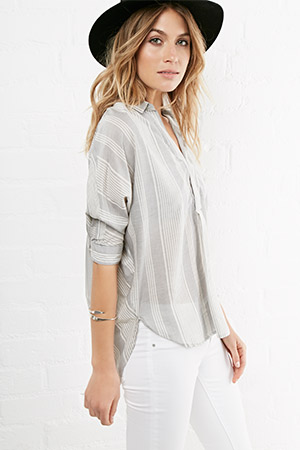 Olive & Oak Striped Dolman Pullover