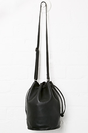 Yerse Leather Black Bucket Bag